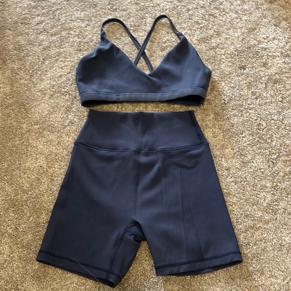 Muscle Nation Navy Ribbed Set